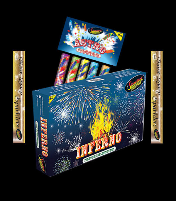 Inferno Selection Box with 2 Packs Sparklers and Rockets